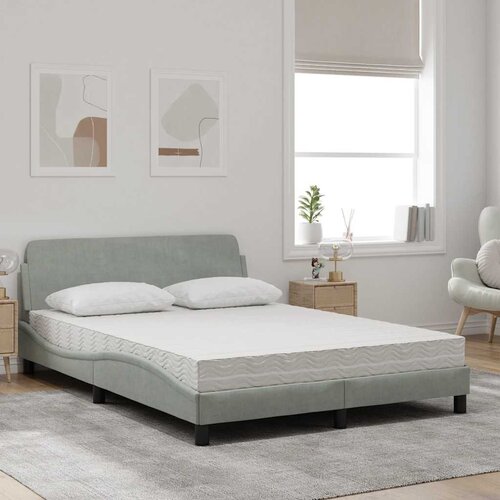  Krevet s madracem Dover svjetlosivi 140x200 cm bar&amp;scaron;unasti Slike