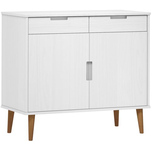  Komoda MOLDE bijela 90 x 40 x 80 cm od masivne borovine Slike