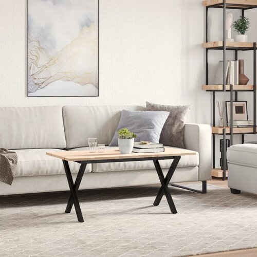  Stolić za kavu X-oblika 90x40x45 cm borovina i čelik Slike