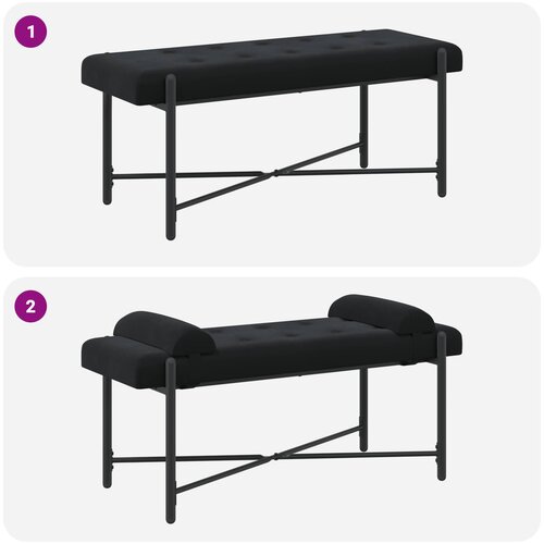  Klupa s gumbima i jastučićima Crna 110 x 40 x 46 cm Bar&amp;scaron;un Slike