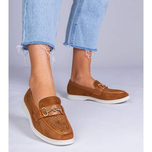 Gemre Brown eco-suede loafers with rhinestones Minilla Cijene