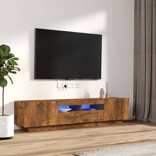 vidaXL Komplet TV omaric LED 2-delni dimljen hrast inženirski les Cene