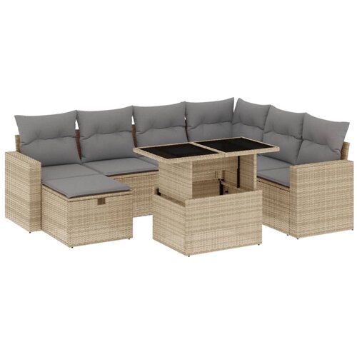 vidaXL 8-dijelni set vrtnih sofa od poliratana s jastucima bež Cijene