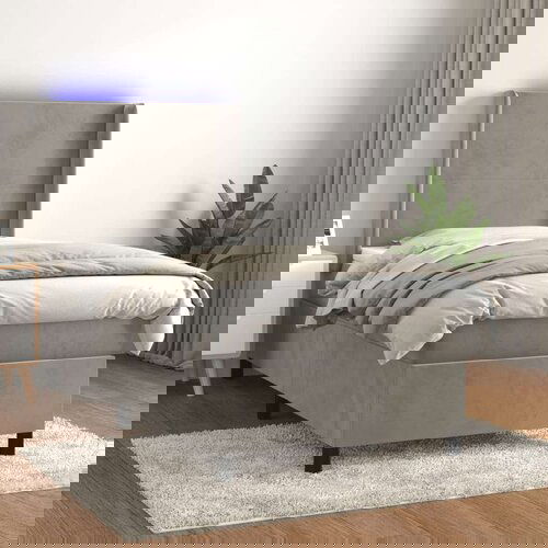  Box spring s madracem LED svjetlosivi 100x200 cm bar&amp;scaron;un Slike