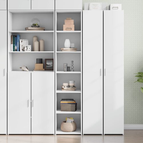 VidaXL Visoka komoda bijela 40 x 41 x 185 cm od konstruiranog drva Slike
