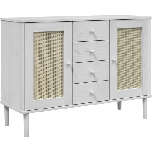 Maison Chic Komoda - Predalnik SENJA videz ratana bela 112x40x80 cm trdna borovina, (21722263) Cene