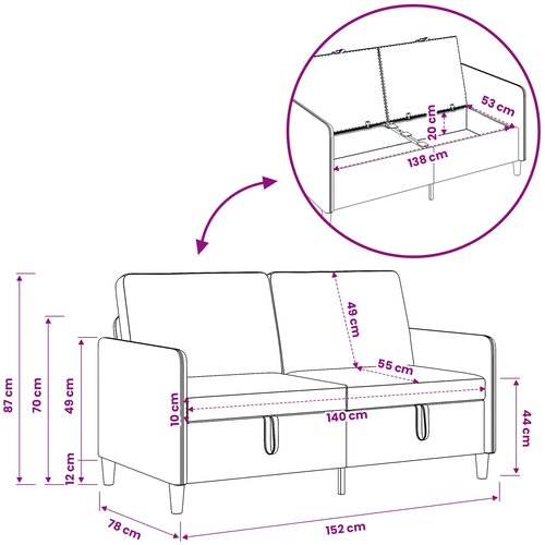SOFA s pohranom Krem 152 x 78 x 87 cm Poliester Slike