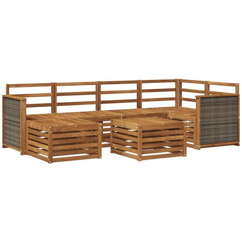 vidaXL Kotna sedežna garnitura 6 pcs Naravna Masiven les akacije, (5000283758) Cene