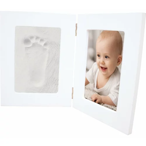 Happy Hands Double Frame set za odtis dojenčkovih dlani in stopal White