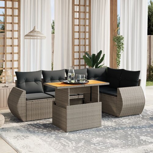 vidaXL 6-dijelni set vrtnih sofa od poliratana s jastucima sivi Cijene