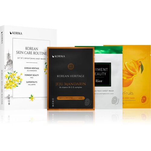 KORIKA KOREAN SKIN CARE ROUTINE SET OF 3 BRIGHTENING SHEET MASKS set (za sjaj lica) Cijene