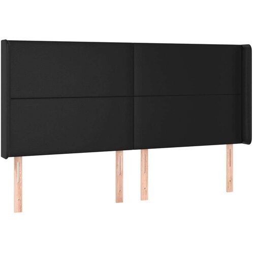  Uzglavlje s u&amp;scaron;ima crni 183x16x118/128 cm od umjetne kože Slike