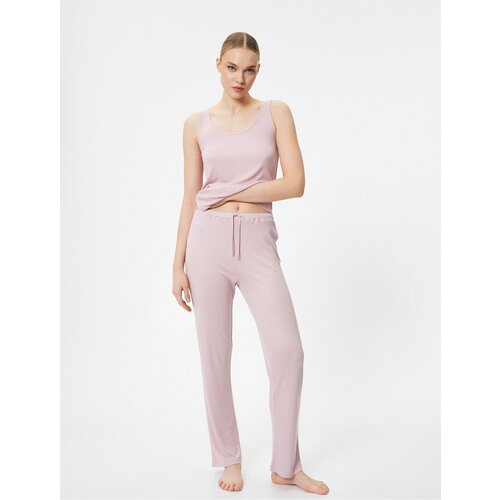 Koton Straight Leg Pajama Bottom Textured Tied Waist Modal Blended Slike