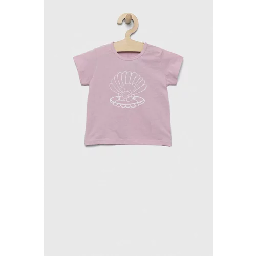 United Colors Of Benetton Pamučna majica kratkih rukava za bebe boja: ružičasta