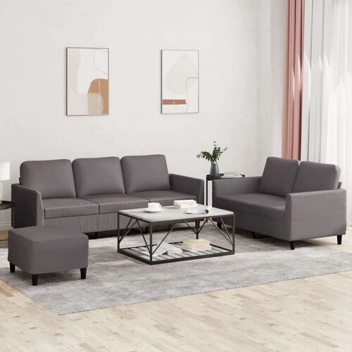  3-dijelni set sofa s jastucima sivi od umjetne kože Cijene