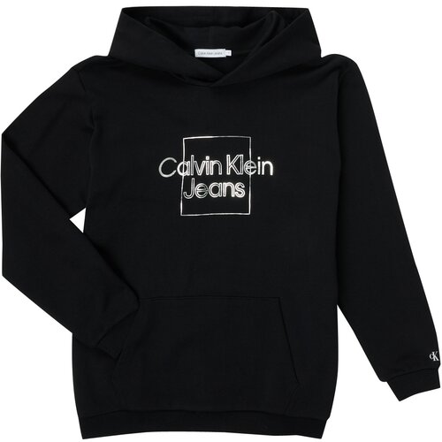 Calvin Klein Jeans METALLIC BOX LOGO RELAXED HOODIE Crna Cijene