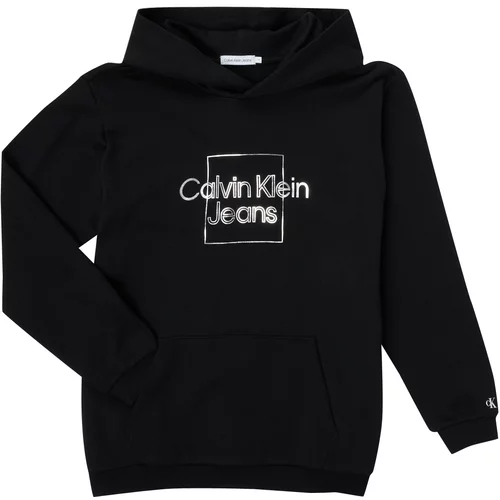 Calvin Klein Jeans METALLIC BOX LOGO RELAXED HOODIE Crna