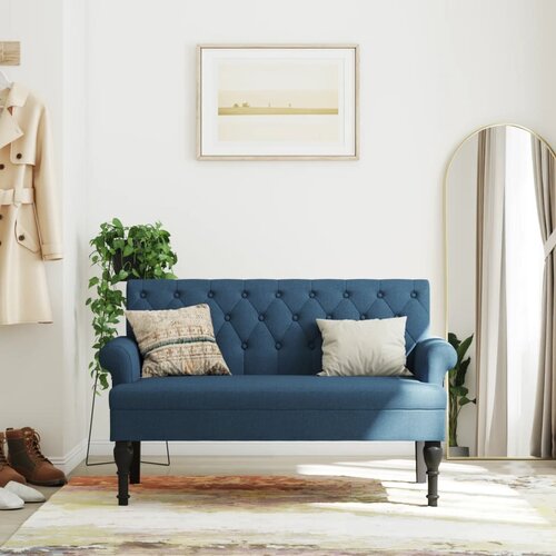  Klupa s naslonom plava 120 x 62 x 75,5 cm od tkanine Cene