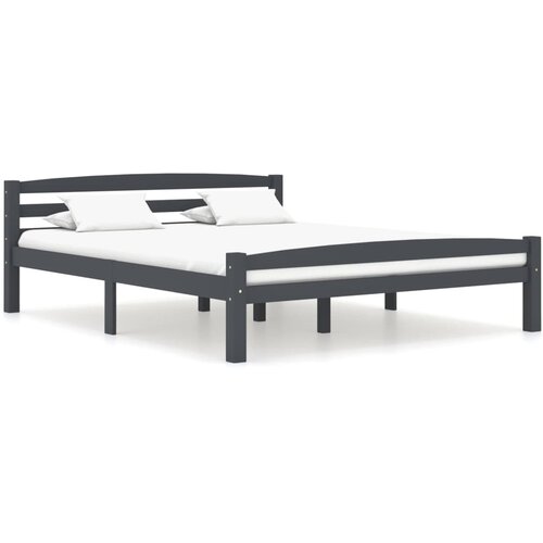  Posteljni okvir temno siv iz trdne borovine 160x200 cm Slike