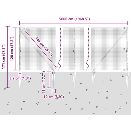 vidaXL varjena žična ograja s 13 trdnimi stebri 1.2x50 m cinkano jeklo Cene