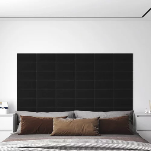 vidaXL Stenski paneli 12 kosov črni 30x15 cm blago 0,54 m²