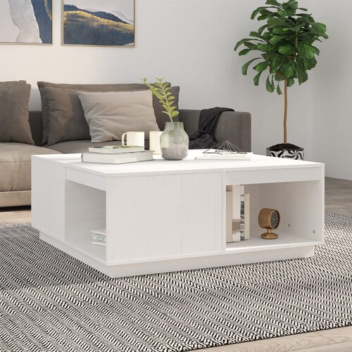 VidaXL Klubska mizica bela 100x101x40,5 trdna borovina Slike