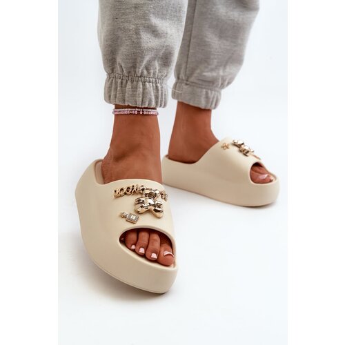 Kesi Women&amp;#039;s lightweight foam slippers with embellishments, Beige Orchia Slike