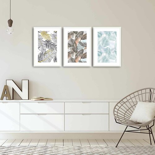 Wallity 3PBCT-07 multicolor decorative framed mdf painting (3 pieces) Slike