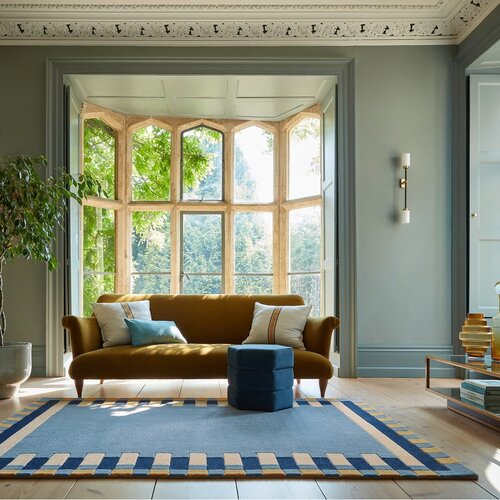 Flair Rugs Plavi ručno rađen vunen tepih 120x170 cm Kai Wool Border &amp;ndash; Slike