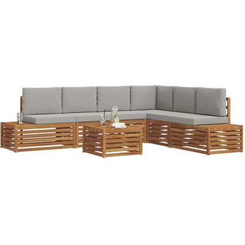  Set vanjskih sofa s jastukom 7 Komad Prirodna i svijetlo siva Slike