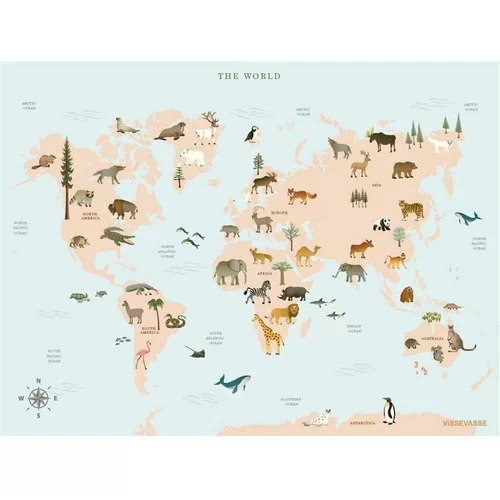 Vissevasse Plakat World Map Animal 30 x 40 cm