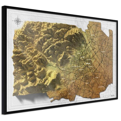  Poster - Raised Relief Map: Vienna 90x60 Slike
