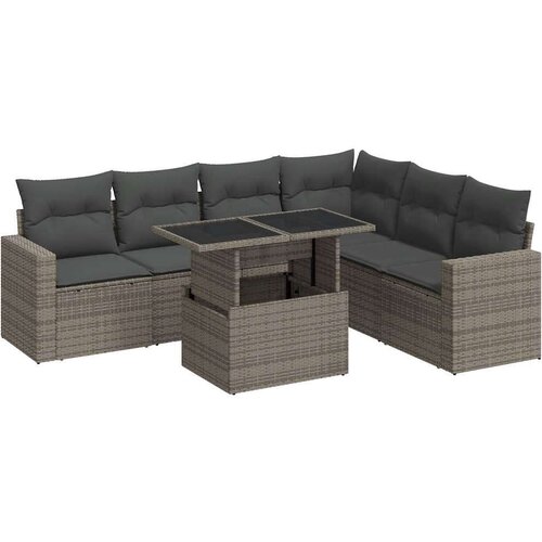  7-dijelni set vrtnih sofa sivi od poliratana Slike