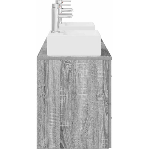  Set ormarića za kupaonicu 3 kom. Siva Sonoma 129 x 41 x 79,5 cm Slike