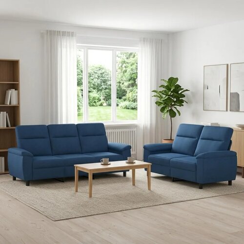  Set sofe 2 pcs Plava Tkanina - Plava 2-sjedalna (140 cm) + 3-sjedalna Cijene
