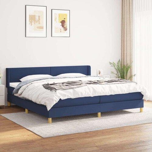 Krevet s oprugama i madracem plavi 200 x 200 cm od tkanine Slike