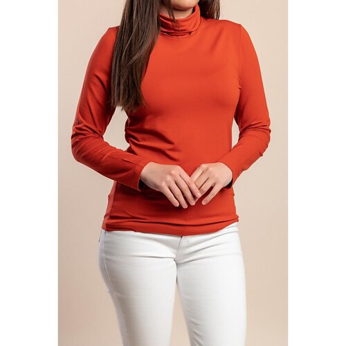 Fenzy Plus Size Top S Visokim Ovratnikom, Boja Cigle Slike