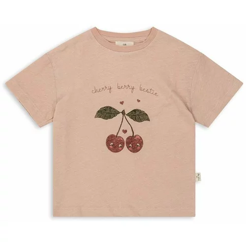 Konges Sløjd Kratka majica s primesjo lanu roza barva