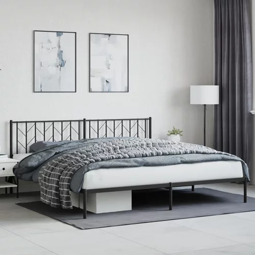 Metalni okvir za krevet s uzglavljem crni 200x200 cm