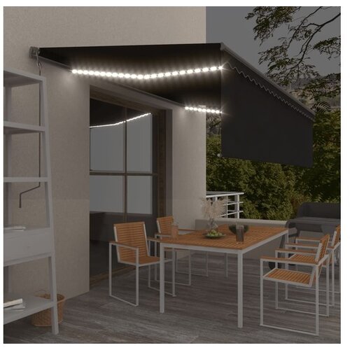 vidaXL Avtomatska tenda s sencilom LED + senzor 5x3 m antrac Cene