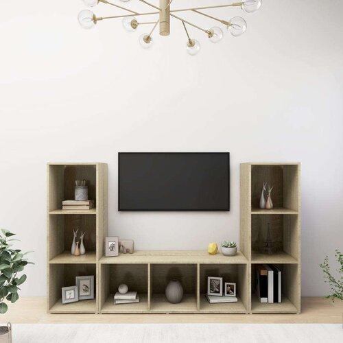 TV ormarići 3 kom boja hrasta 107x35x37 cm konstruirano drvo - sonoma hrast 3 Cijene