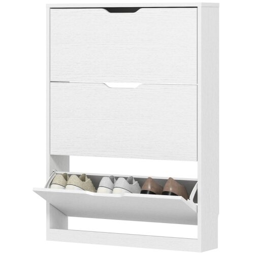 Nesta Omara za čevlje s 3 prekati, ozka komoda za čevlje, bela, 80x17x108 cm, za 9-12 parov čevljev, prihranek prostora, (5000493103) Cene