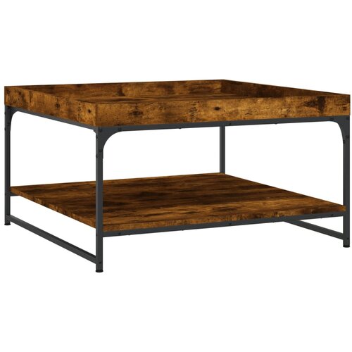 Maison Chic Klubska mizica - kavna mizica - Nizka mizica dimljen hrast 80x80x45 cm inženir. les in železo, (21754899) Cene