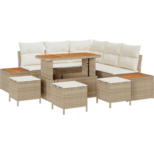  komadna vrtna sofa set s jastučićima Bež poli ratan akacija Slike