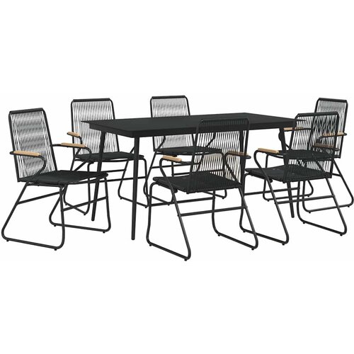  5-dijelni vrtni blagovaonski set od PVC ratana crni Crna Slike