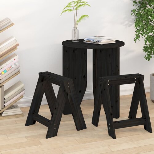 VidaXL Stolci 2 kom crni 40 x 40 x 45 cm od masivne borovine Slike