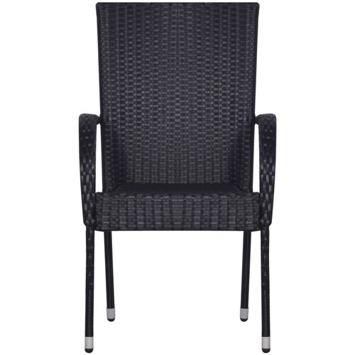  7-dijelni vrtni blagovaonski set od poliratana crni Crna Dužina stola 160 cm Slike