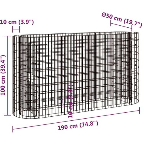 VidaXL Gabionska povi&amp;scaron;ena gredica od pocinčanog željeza 190x50x100 cm Slike