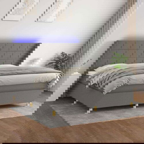 Box spring postelja z vzmetnico LED temno siva 160x200 cm blago, (20789391) Slike
