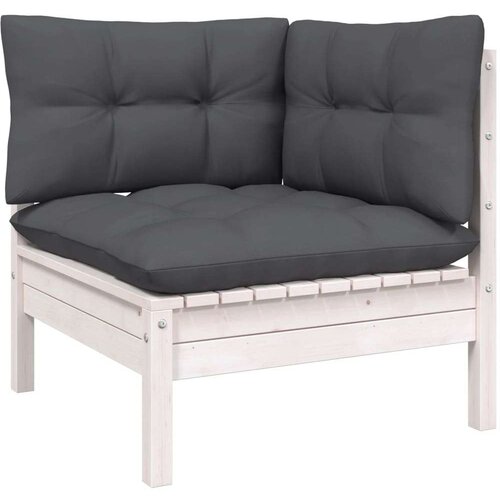vidaXL Kutna vrtna sofa s jastucima bijela od masivne borovine Cene